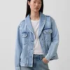 Veste en denim oversize à col châle