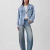 Veste en denim oversize à col châle