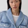 Veste en denim oversize à col châle