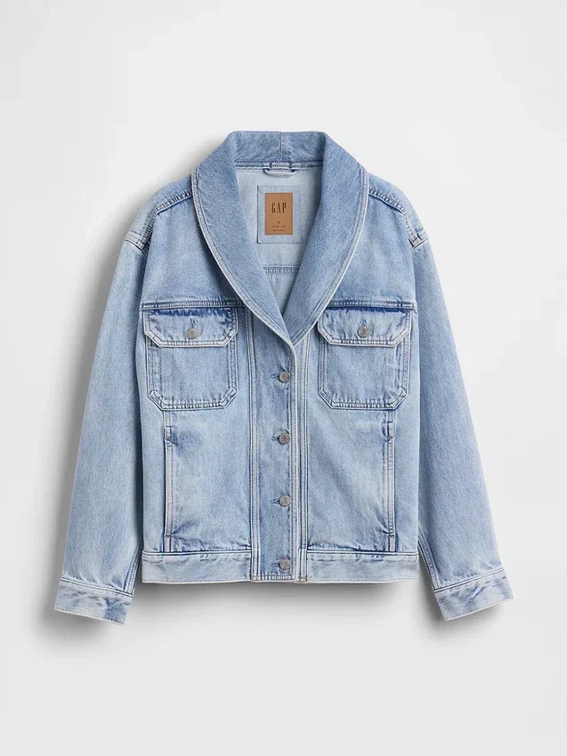 Veste en denim oversize à col châle