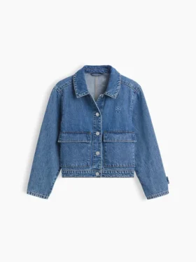 Veste en denim pour enfant à poches plaquées