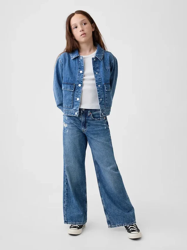 Veste en denim pour enfant à poches plaquées