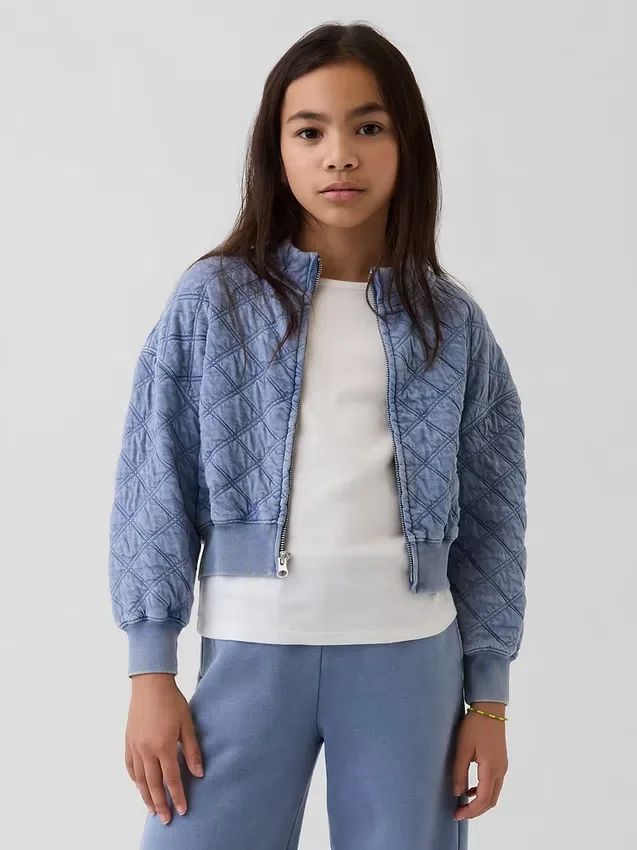 Veste matelassée à fermeture éclair oversize pour enfant