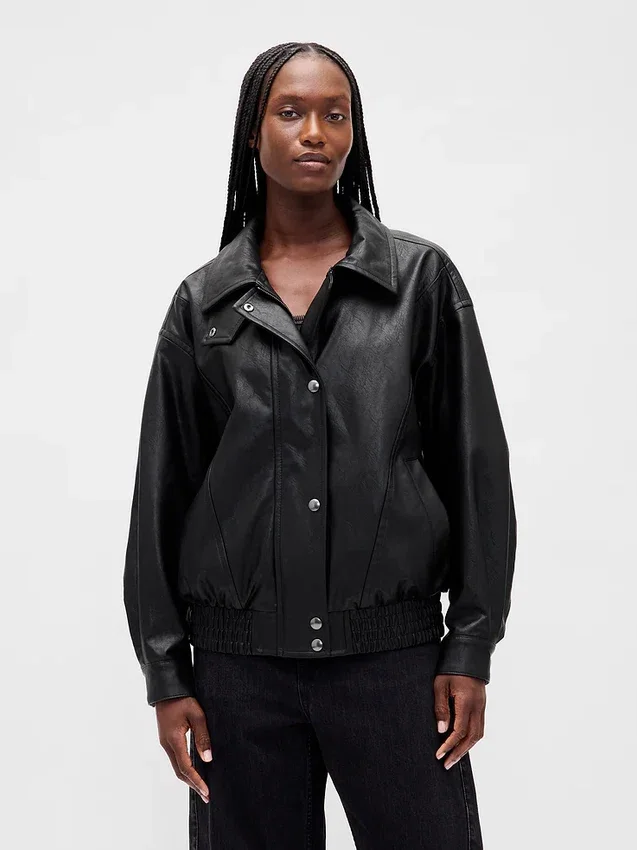Veste oversize en cuir vegan