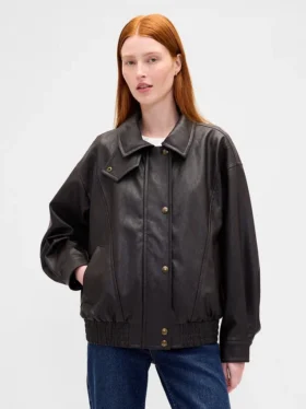 Veste oversize en cuir vegan