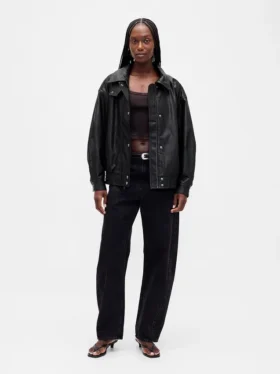 Veste oversize en cuir vegan