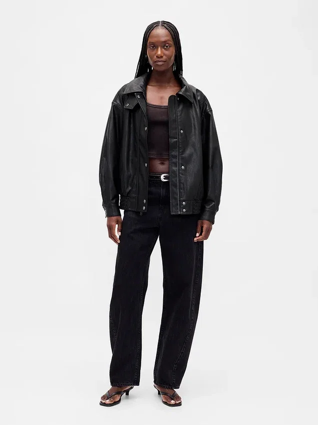 Veste oversize en cuir vegan