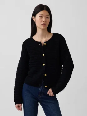 Veste-pull texturée 100 % coton