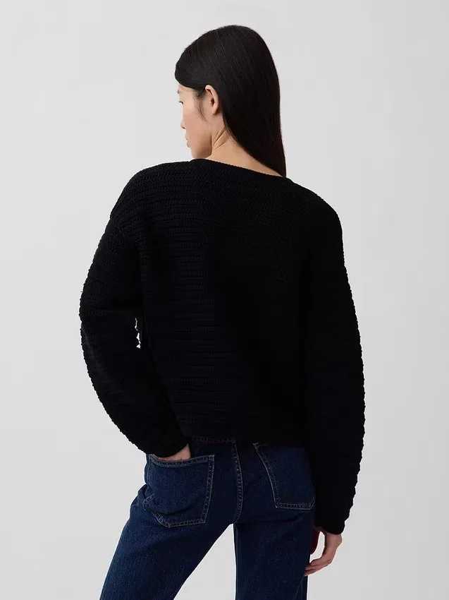 Veste-pull texturée 100 % coton