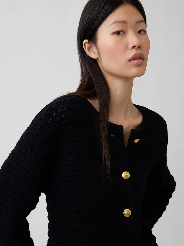 Veste-pull texturée 100 % coton