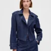 Veste trench courte en denim ultra-doux