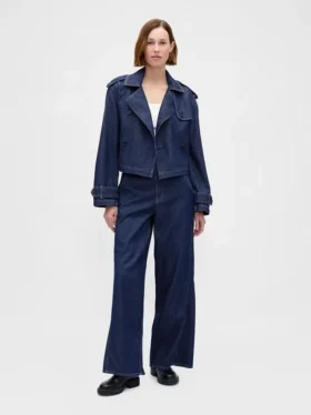 Veste trench courte en denim ultra-doux