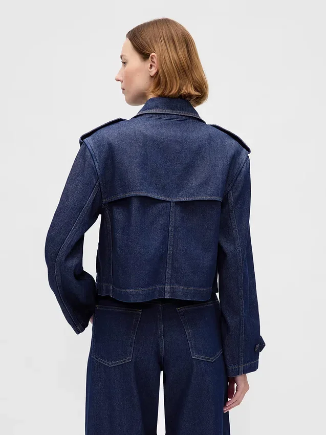 Veste trench courte en denim ultra-doux
