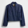 Veste trench courte en denim ultra-doux