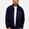 Veste zippée oversize en sherpa recyclé avec logo
