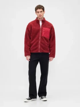 Veste zippée oversize en sherpa recyclé avec logo