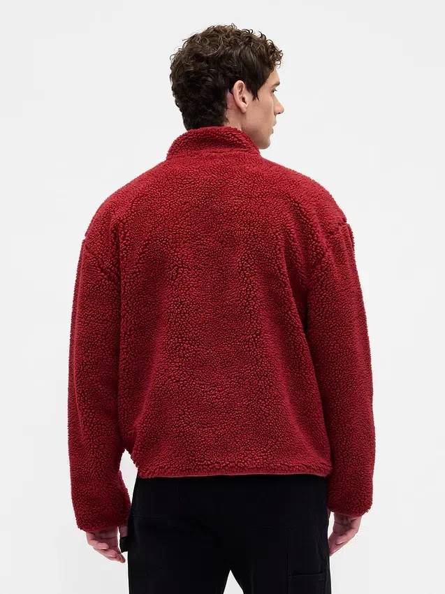 Veste zippée oversize en sherpa recyclé avec logo
