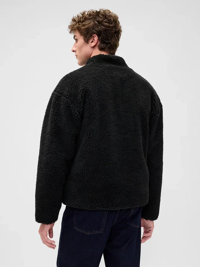 Veste zippée oversize en sherpa recyclé avec logo