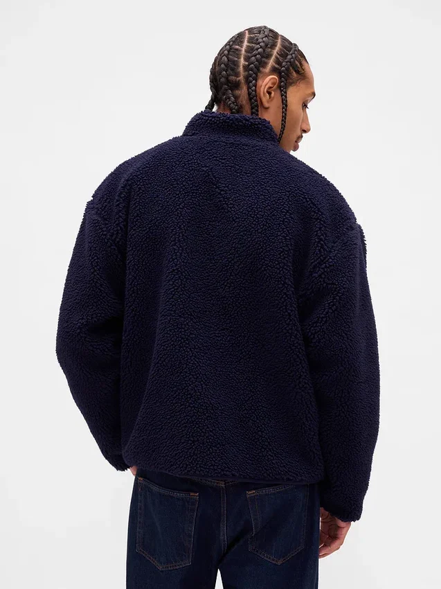 Veste zippée oversize en sherpa recyclé avec logo