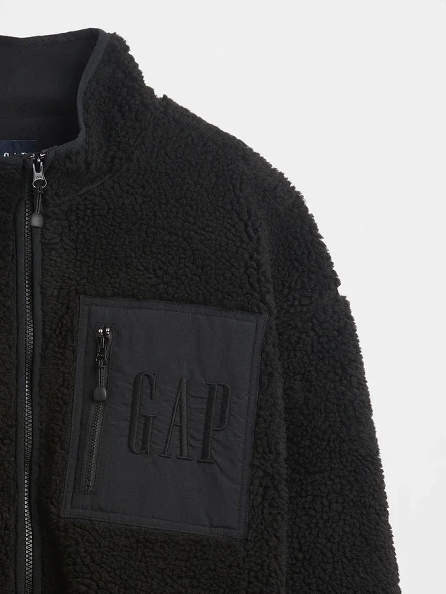 Veste zippée oversize en sherpa recyclé avec logo