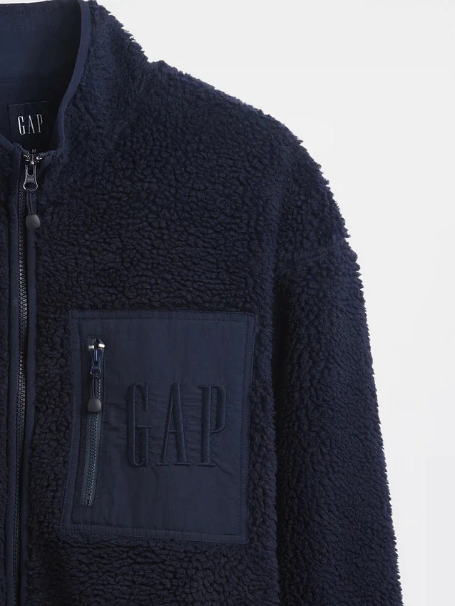 Veste zippée oversize en sherpa recyclé avec logo