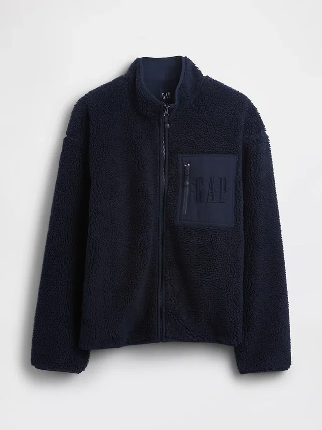 Veste zippée oversize en sherpa recyclé avec logo